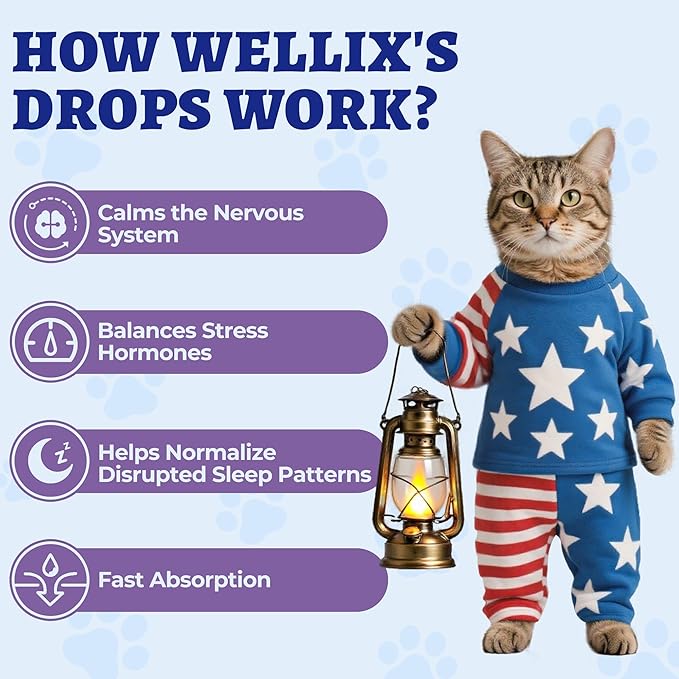 Wellix Gotas Líquidas de Melatonina con Sabor a Tocino para Perros y Gatos – 4 oz, Apoyo Calmante para la Relajación Diaria, Viajes y Aseo
