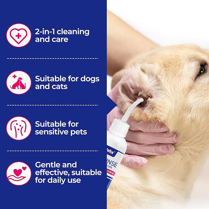 Limpiador de Oídos para Perros y Gatos Wellix 120ml – Lavado Suave para Oídos