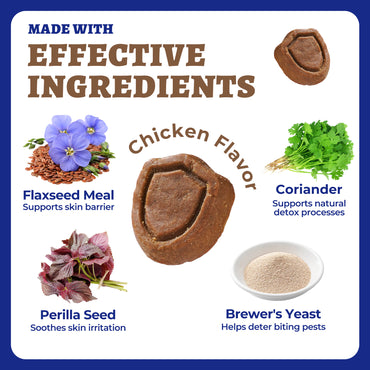 Wellix Flea & Tick Support Bites for Dogs, Flaxseed Meal & Coriander Soft Chews with Brewer’s Yeast, Colostrum & Perilla Seed Extract, Skin & Coat Support, 260 Bites, 9.17 oz