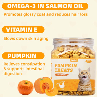 Wellix Pumpkin Treats for Cats – 13.5oz Pumpkin & Chicken Formula for Digestive Support & Constipation Relief (Low-Calorie for Sensitive Stomachs)