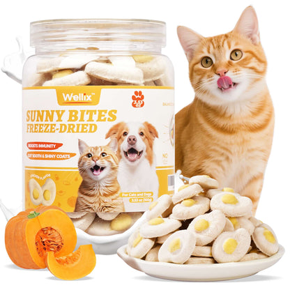Wellix SunnyBites Freeze Dried Chicken Treats for Dogs and Cats - Healthy Egg & Chicken Snacks for Training - Supports Immunity & Gut Health - 3.5oz