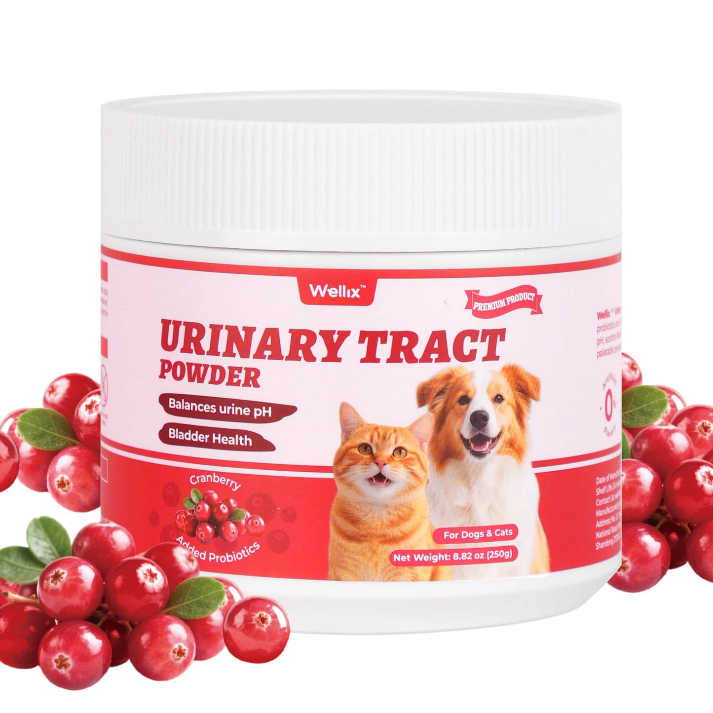 Wellix Urinary Powder for Dogs & Cats – 8.8 oz with D-Mannose & Cranberry Powder for UTI, Bladder & Kidney Support