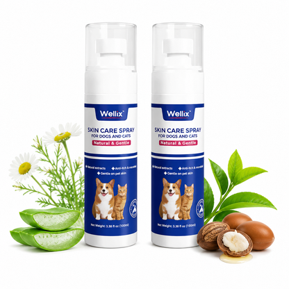 Wellix Spray para Puntos Calientes a Base de Plantas para Perros y Gatos, Cuidado para el Confort de la Piel, 80ml