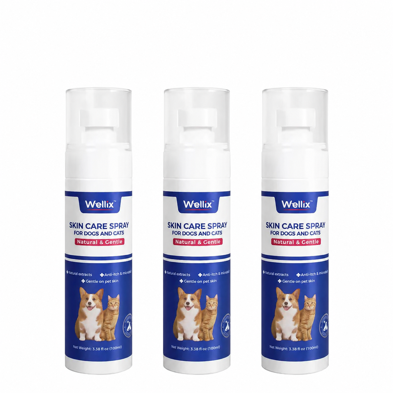 Wellix Spray para Puntos Calientes a Base de Plantas para Perros y Gatos, Cuidado para el Confort de la Piel, 80ml