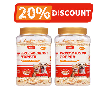 Wellix Cat Grass Topper for Cats & Dogs – 7.05oz Freeze-Dried Chicken, Egg Yolk & Cat Grass, Low-Calorie, Supports Hairball Control & Gut Health
