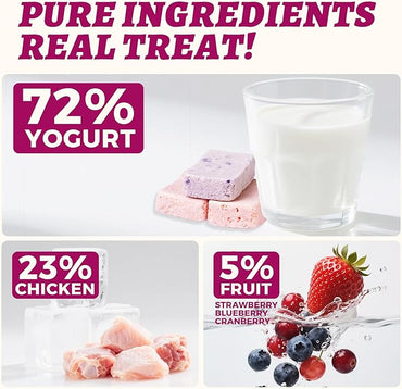 Wellix Freeze-Dried Tri-Berry Yogurt Cat & Dog Treats | Chicken Flavor with Probiotics | Digestive Health Food Topper 4.23oz