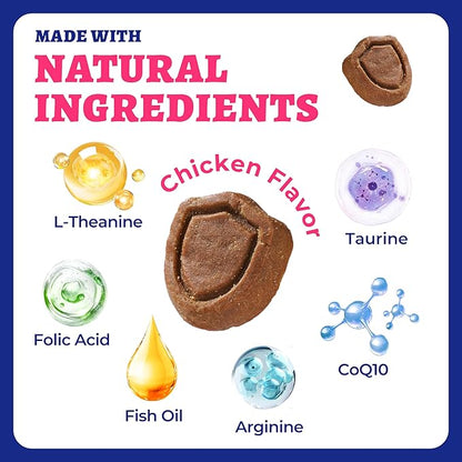 Wellix Cardio Bites para Perros, 260 Unidades | Masticables Suaves con CoQ10, Taurina, Aceite de Pescado y L-Carnitina | Apoyo Cardiovascular Diario