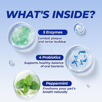 Wellix Dog & Cat Dental Powder – 8.82oz Teeth Care Powder for Fresh Breath & Plaque Support