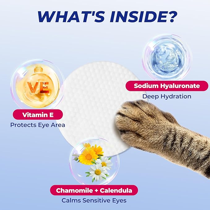 Toallitas para ojos de mascotas Wellix – 110 unidades para el cuidado de manchas de lágrimas, residuos y secreciones