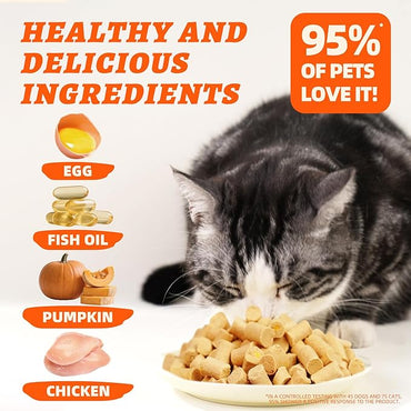 Wellix Chicken & Pumpkin Freeze-Dried Treats for Cats Dogs, Grain-Free Crunchy Food Topper Training Snacks, Digestive Gut Health Support