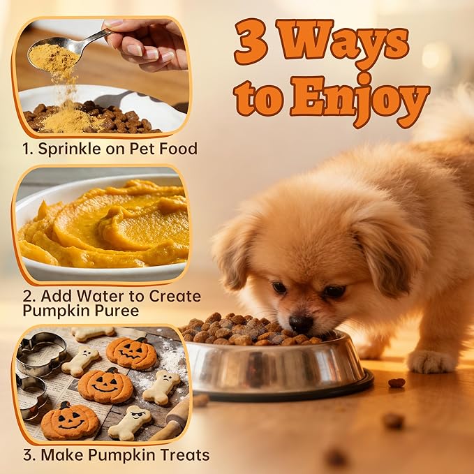 Wellix Calabaza en Polvo para Perros y Gatos – Suplemento de Fibra para el Bienestar Digestivo, el Soporte Intestinal y la Salud Intestinal