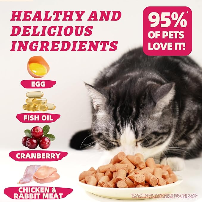 Wellix Rabbit & Cranberry Freeze-Dried Treats for Cats & Dogs | Hypoallergenic Grain-Free Recipe 3.5 oz