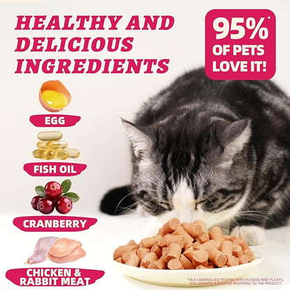 Wellix Rabbit & Cranberry Freeze-Dried Treats for Cats & Dogs | Hypoallergenic Grain-Free Recipe 3.5 oz