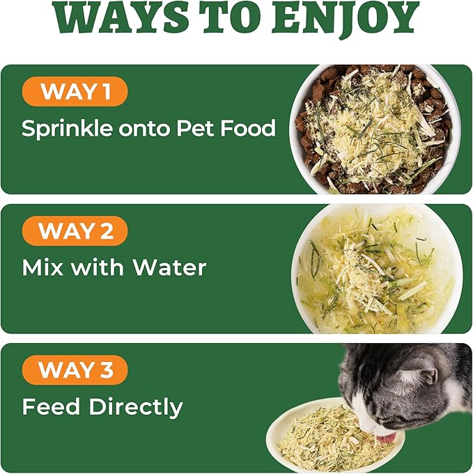 Wellix Cat Grass Topper for Cats & Dogs – 7.05oz Freeze-Dried Chicken, Egg Yolk & Cat Grass, Low-Calorie, Supports Hairball Control & Gut Health