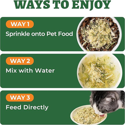 Wellix Cat Grass Topper for Cats & Dogs – 7.05oz Freeze-Dried Chicken, Egg Yolk & Cat Grass, Low-Calorie, Supports Hairball Control & Gut Health