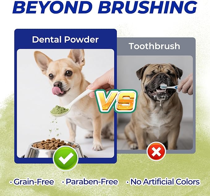 Wellix Dog & Cat Dental Powder – 8.82oz Teeth Care Powder for Fresh Breath & Plaque Support