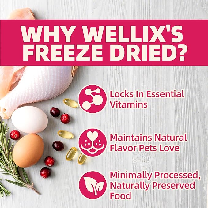 Wellix Rabbit & Cranberry Freeze-Dried Treats for Cats & Dogs | Hypoallergenic Grain-Free Recipe 3.5 oz