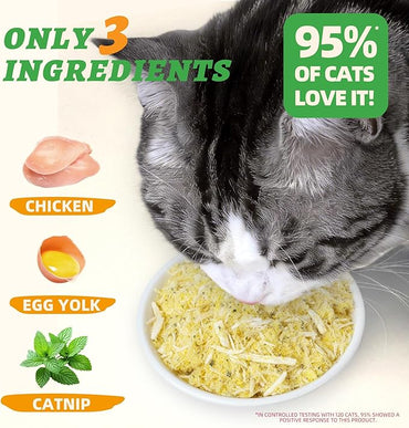 Wellix Dog & Cat Food Topper, Catnip Treats for Cats with Egg Yolk & Chicken, Freeze Dried Natural Pet Snacks, Healthy Low Calorie Dry Food Topper for Dogs & Cats - 7.05oz