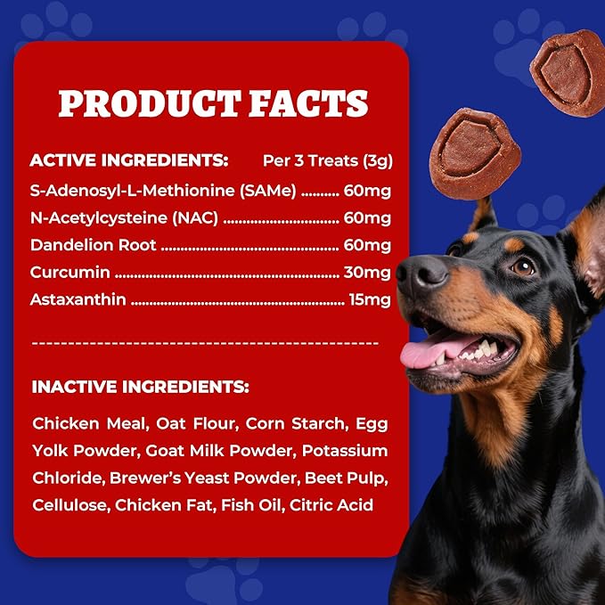 Wellix Soporte Hepático para Perros - Cardo Mariano y Omega-3 Suplemento para Perros para Hígado, Corazón y Soporte Antioxidante - Sabor Pollo - 260 Bocados
