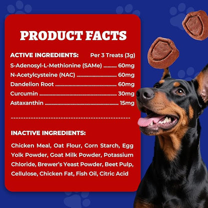 Wellix Soporte Hepático para Perros - Cardo Mariano y Omega-3 Suplemento para Perros para Hígado, Corazón y Soporte Antioxidante - Sabor Pollo - 260 Bocados