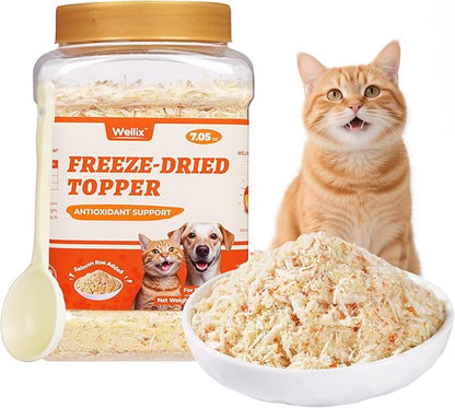 Wellix Salmon Roe Topper for Cats & Dogs, 7.05 oz, Freeze-Dried Formula with Salmon Roe, Egg Yolk & Chicken, Natural Omega-3 Source, Supports Skin & Coat Health