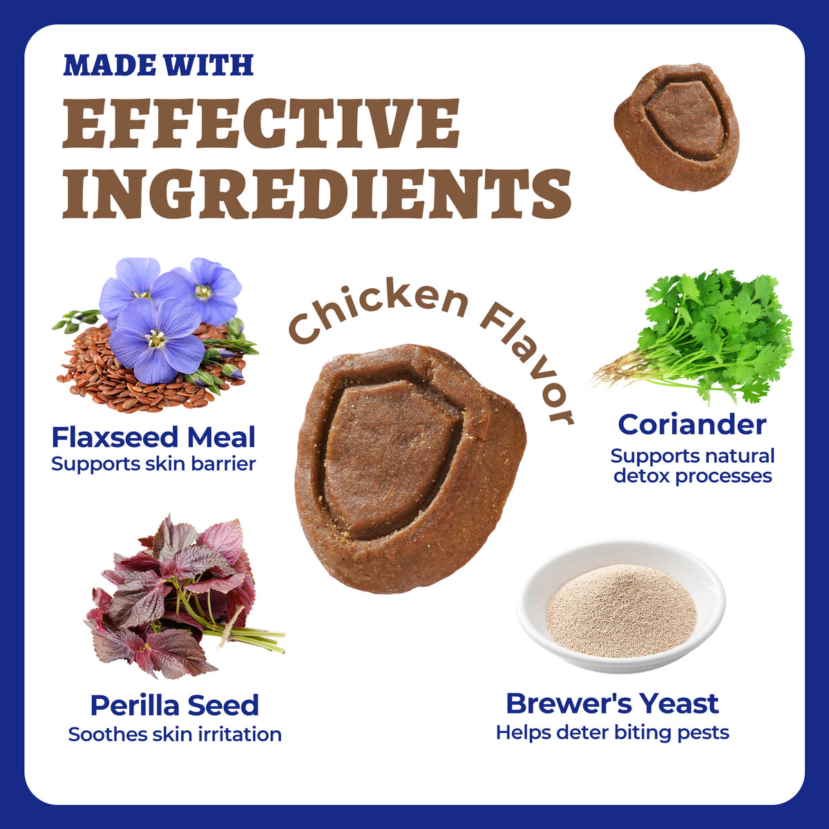 Wellix Flea & Tick Support Bites for Dogs, Flaxseed Meal & Coriander Soft Chews with Brewer’s Yeast, Colostrum & Perilla Seed Extract, Skin & Coat Support, 260 Bites, 9.17 oz