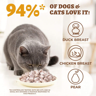 Wellix Freeze Dried Cat Treats Duck&Pear Treats for Cats&Small Dogs  Natural Freeze Dried Kittens Training Snacks 4.93oz