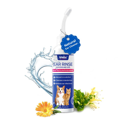 Limpiador de Oídos para Perros y Gatos Wellix 120ml – Lavado Suave para Oídos